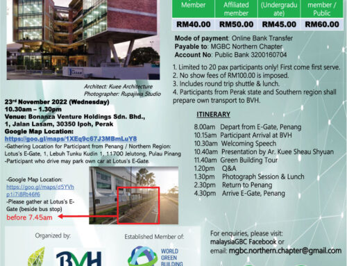 malaysiaGBC NORTHERN CHAPTER WEBINAR – GREEN BUILDING TOUR SERIES: BVH, 1 LASAM – 23 NOVEMBER 2022